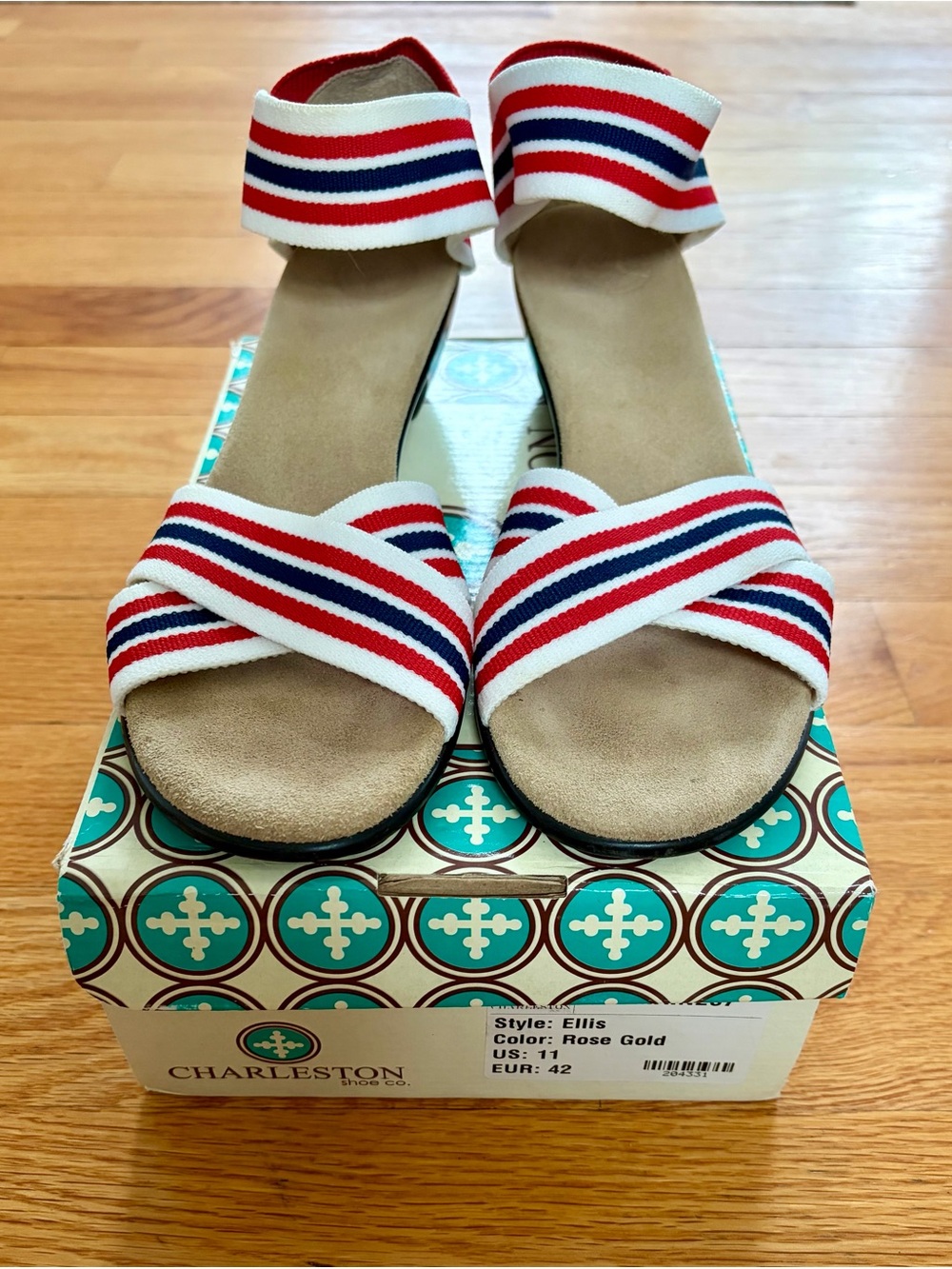 CHARLESTON SHOE CO. Red, Navy & White Striped Women’s Sandals